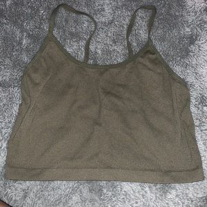 army green cropped tank